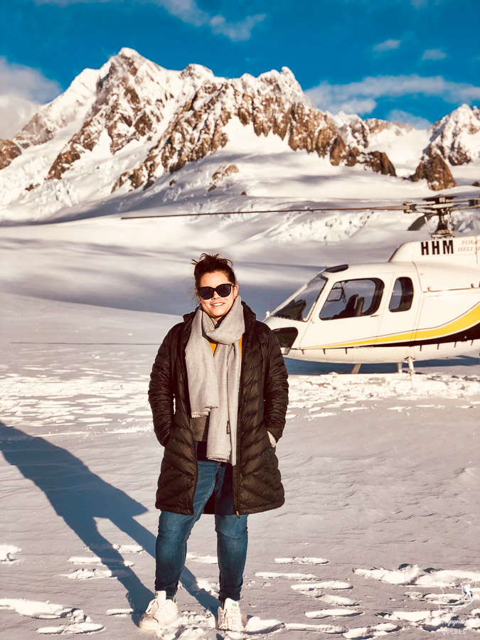 En hélicoptère au glacier Franz Josef en Nouvelle-Zélande dans notre article Road trip en Nouvelle-Zélande : Mes 5 semaines à vivre sur la route #nouvellezelande #roadtrip #oceanie #voyage