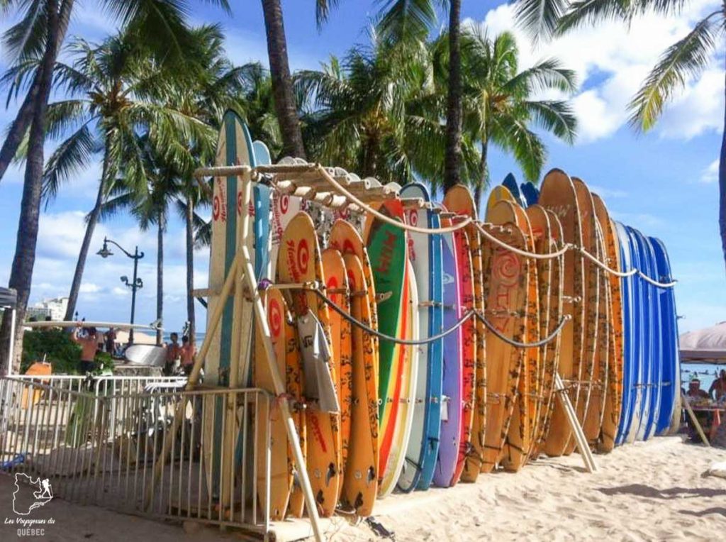 Surf à Waikiki et location de planche sur la plage de Waikiki dans notre article Waikiki à Hawaii en 10 coups de coeur : destination plage et surf d'Oahu #waikiki #hawaii #oahu #voyage #surf #plage