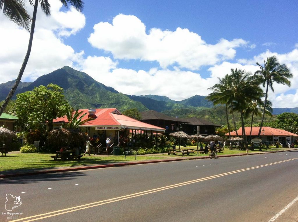 Village d'Hanalei sur l'île de Kauai à Hawaii dans notre article sur Visiter Kauai à Hawaii : 12 incontournables à faire sur l'île de Kauai #kauai #hawaii #voyage #usa #ile #iledekauai #kauaihawaii #hanalei