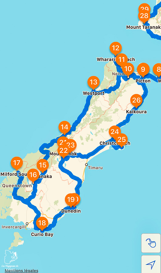 Itinéraire de mon road trip sur l'île du Sud en Nouvelle-Zélande dans notre article Île du Sud en Nouvelle-Zélande : Incontournables et itinéraire détaillé de mon road trip #nouvellezelande #ile #sud #itineraire #voyage #oceanie #roadtrip