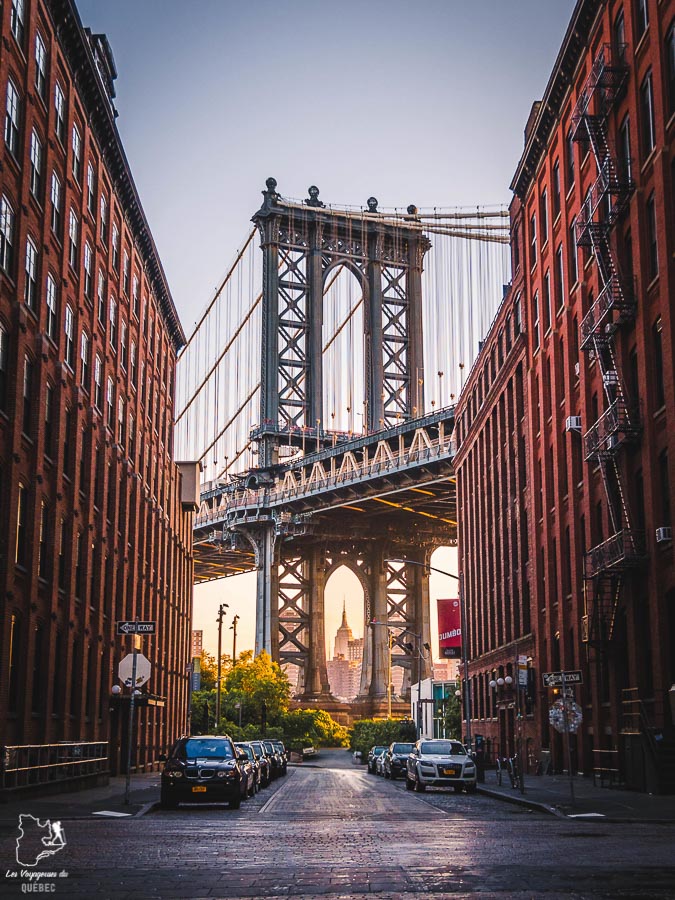 Plus belles vues de New York dans Dumbo sur le Manhattan Bridge dans notre article Les meilleurs points de vue de New York et endroits pour photographier la ville #newyork #usa #etatsunis #vue #panoramique #pointsdevue