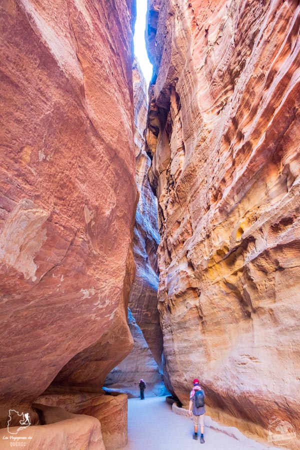 Le canyon (Siq) à traverser pour se rendre au temple de Pétra en Jordanie dans notre article Visiter la Jordanie : Mon itinéraire de 2 semaines en road trip en Jordanie #jordanie #road trip #voyage