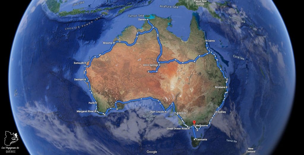 Itinéraire de road trip en Australie dans notre article Tout savoir pour préparer son road trip en van en Australie #australie #roadtrip #van #voyage