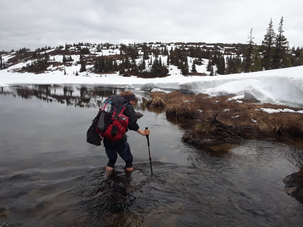 Traversée du ruisseau dans les Monts Groulx dans notre article Ma traversée des Monts Groulx : tout savoir pour préparer sa randonnée en autonomie #montsgroulx #côtenord #randonnée #québec
