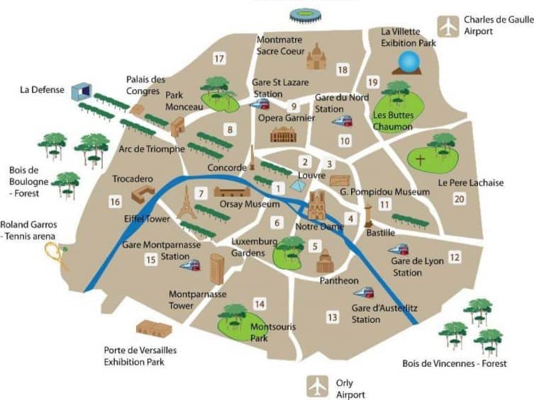 Carte de Paris représentant les visites lors du voyage mode à Paris en petit groupe organisé #paris #voyage #femmes #voyageorganise #groupe