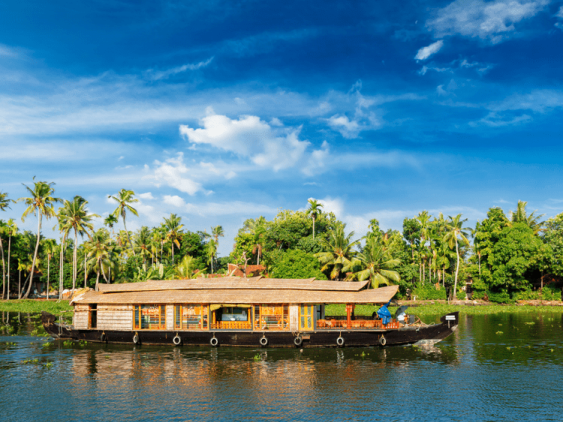 Bateau traditionnel sur l'eau au Kerala, dans notre Voyage en Inde du sud organisé en petit groupe de femmes #Inde #Indedusud #voyageentrefemmes #voyage #voyagedegroupe #voyageorganise