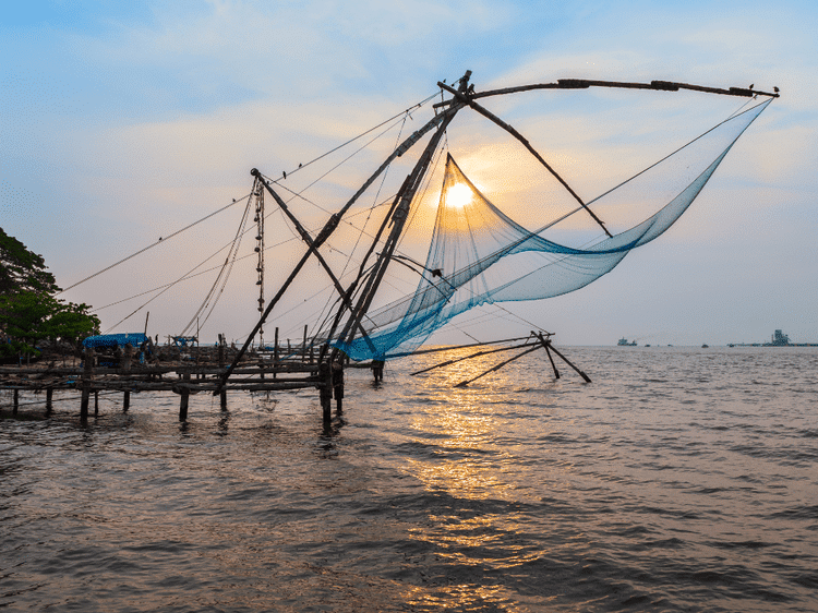 Filets de pêche chinois de Kochi, dans notre Voyage en Inde du sud organisé en petit groupe de femmes #Inde #Indedusud #voyageentrefemmes #voyage #voyagedegroupe #voyageorganise